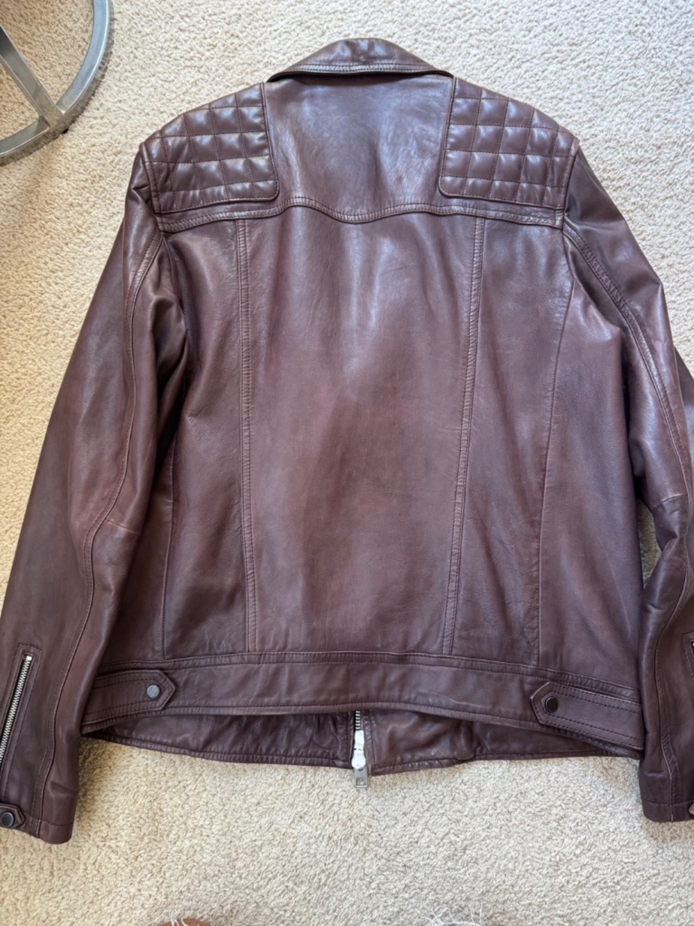 AllSaints Oxblood Leather Jacket (XL) - Picture 3 of 3